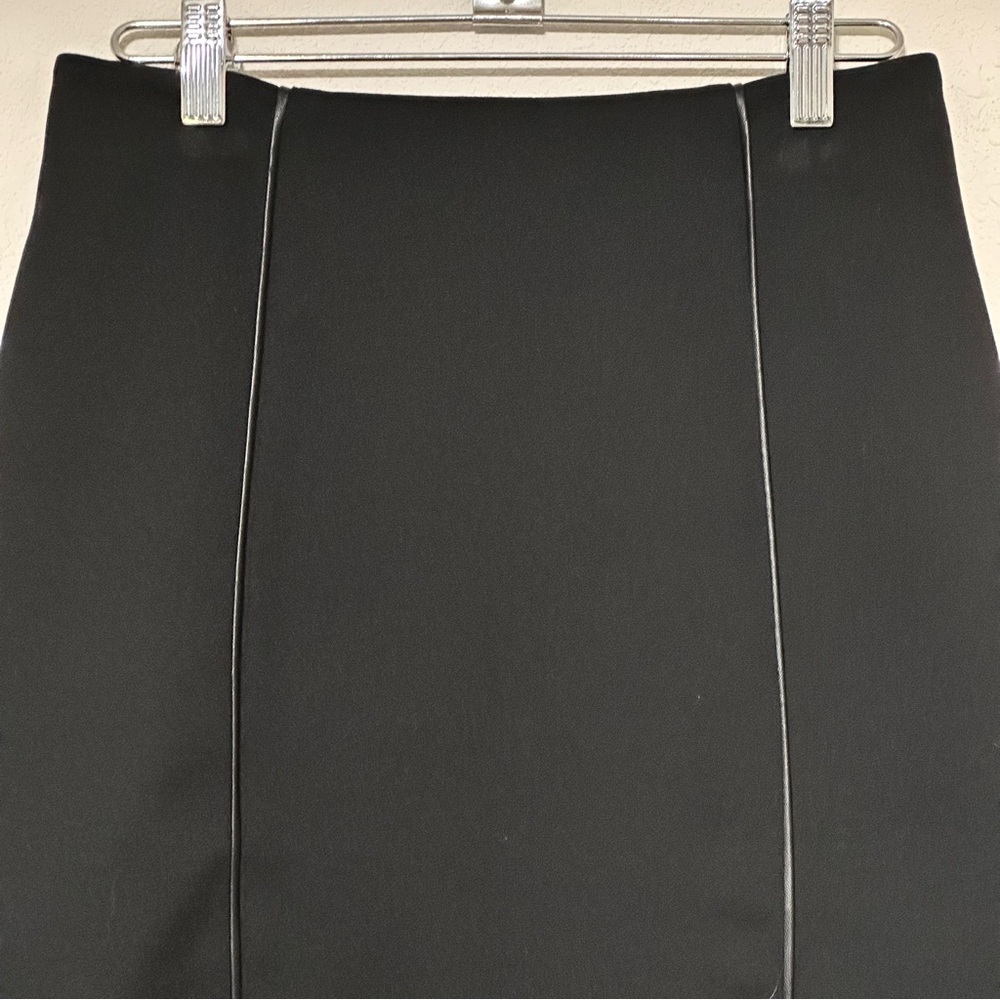 NEW! Black Swan Classic Black Pencil‎ Skirt With Leather Details  Size 27 NWT - Picture 2 of 9